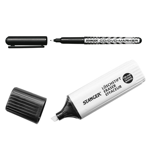 Marker készlet 3 db-os Stanger CD/DVD, fekete, kék + javító)