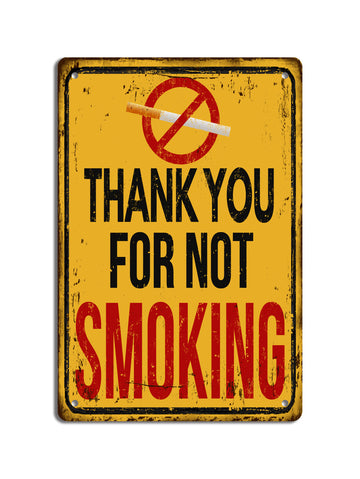 Retro dekor fémtábla, Thank you for not smoking, Méret:20x30cm
