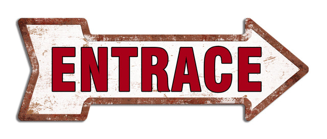 Retro dekor fémtábla, White-Red Entrance, Méret:45x16cm