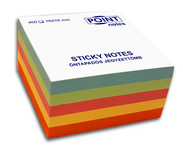 Öntapadós jegyzettömb, több színű CUBE 76mmx76mm, PASZTELL SZÍNEK, 400 lapos