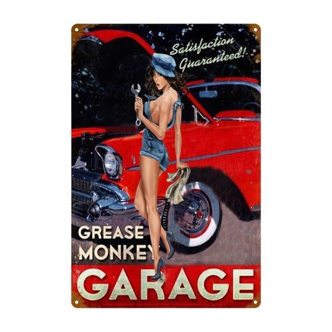 Retro dekor fémtábla, Grease Monkey Garage, Méret: 20x30cm