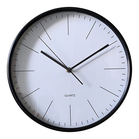 Irodai falióra / Műanyag, fekete-fehér modern design, fekete mutatóval, Átmérő:30 cm