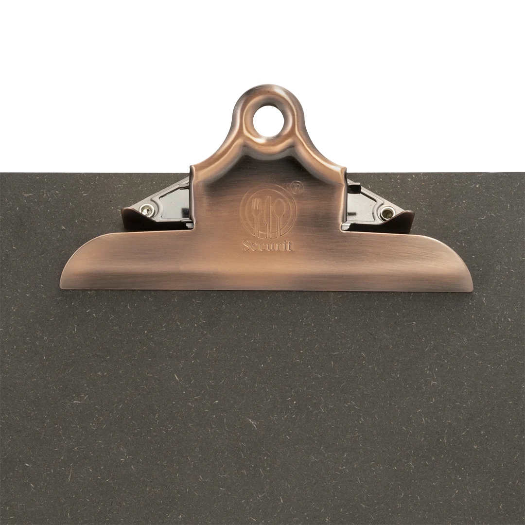 Securit wooden menu holder with clip, A/4