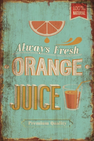 Retro dekor fémtábla, FRESH ORANGE JULICE, Méret:20x30cm