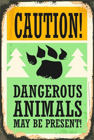 Retro dekor fémtábla, Caution Dangerous animals, Méret:20x30cm