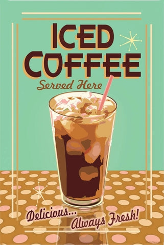 Retro dekor fémtábla, ICED COFFEE, Méret:20x30cm