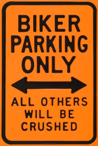 Retro dekor fémtábla, BIKER PARKING ONLY, Méret:20x30cm