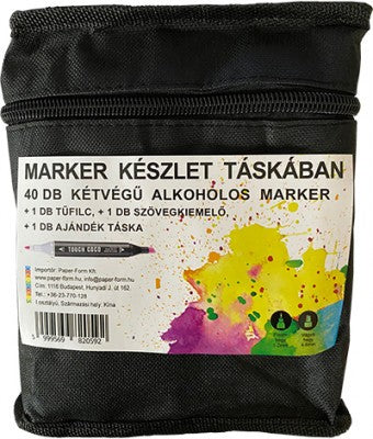 Double-ended marker set in bag (40 markers + 1 black felt-tip pen + 1 white marker + bag)