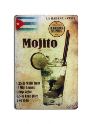 Retro dekor fémtábla, Mojito, Méret:20x30cm