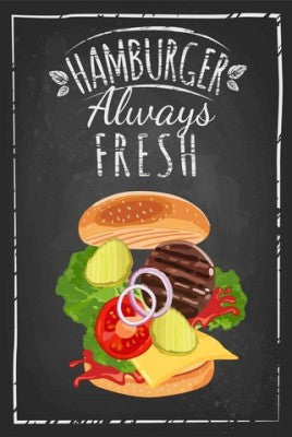 Retro dekor fémtábla, HAMBURGER, Méret:20x30cm
