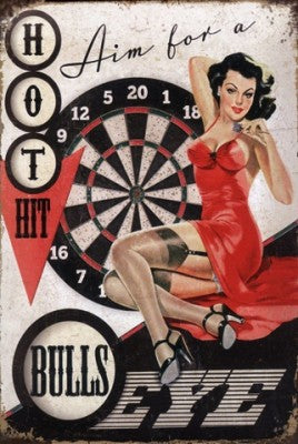 Retro dekor fémtábla, BULLS EYE, Méret:20x30cm