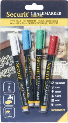 Krétamarker Securit vékony, 1-2 mm 4 db-os Kék, Piros, Zöld, Fehér