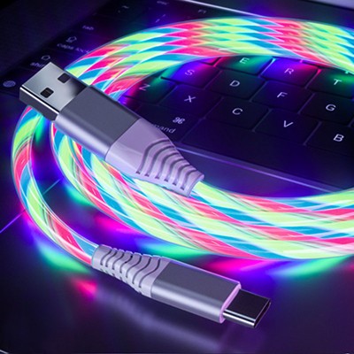 USB töltő és adatátvivő kábel iPhone -hoz, 1m LED fénnyel