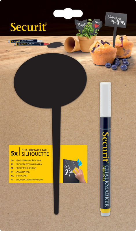 Buborék formájú beszúrható minitábla Securit 5 db-os + krétamarker