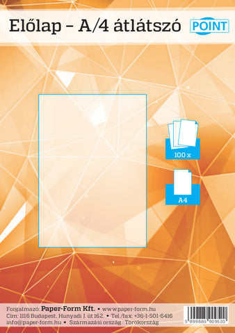 Előlap A/4 180 micron átlátszó