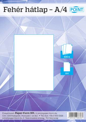 Hátlap A/4 250 gr fehér