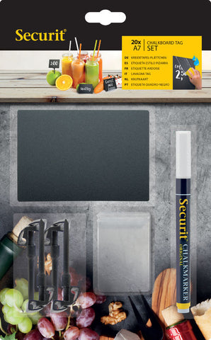Krétatábla szett Securit, ajándék krétamarkerrel, 20 db/készlet