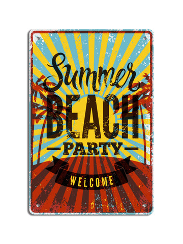 Retro dekor fémtábla, Summer Beach Party, Méret:20x30cm