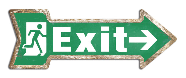 Retro dekor fémtábla, Green EXIT, Méret:45x16cm