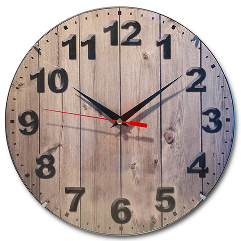 Falióra domború lencsével; Modern szürke-barna design, Átmérő:30 cm