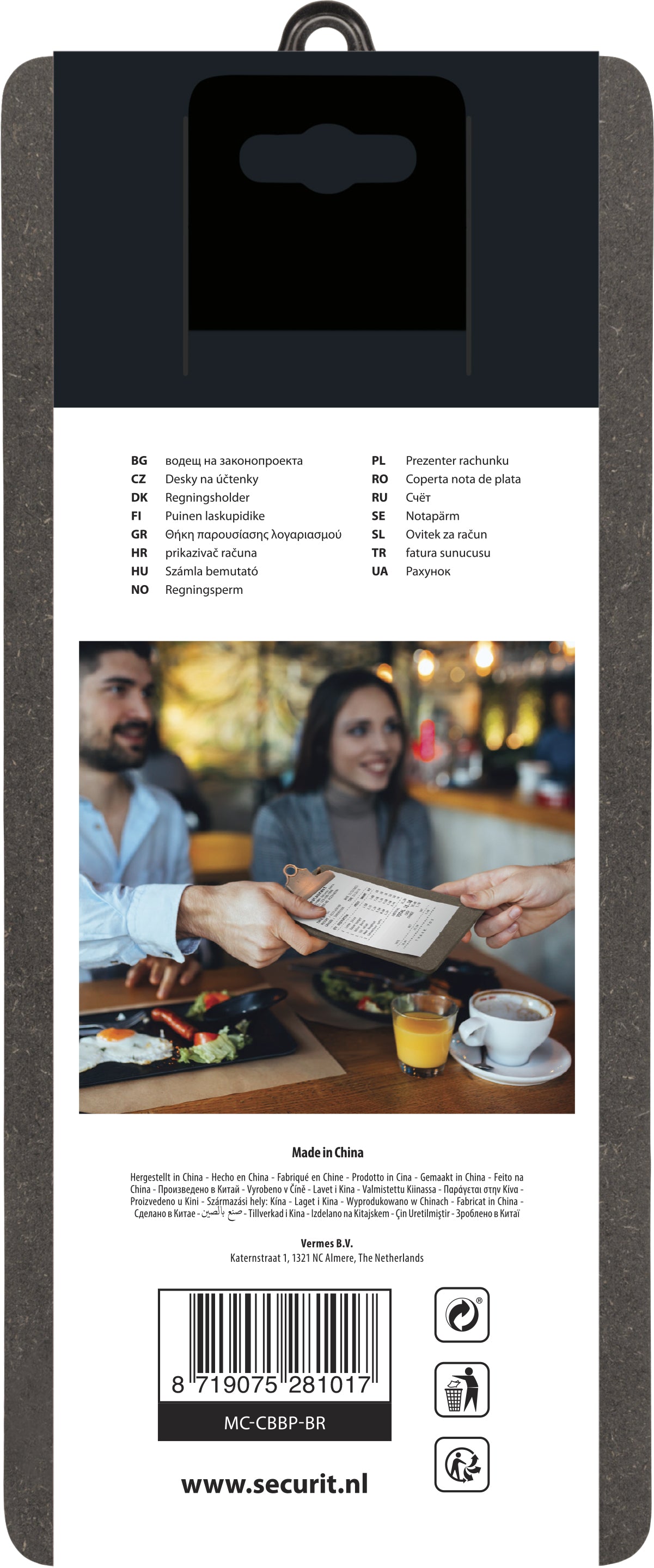 Wooden clip-on invoice presentation Securit