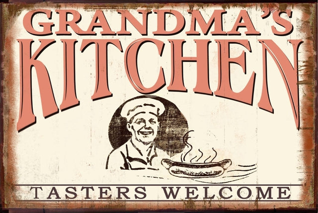 Retro dekor fémtábla, Grandma"s kitchen, Méret:20x30cm