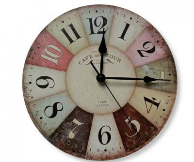 Falióra / Fából; Színes/ COFFEE & TOUR, Átmérő:30 cm