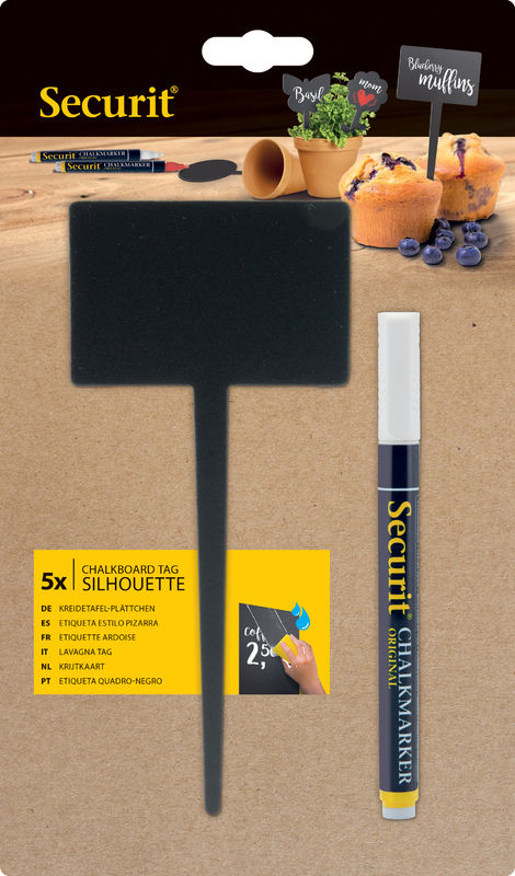 Téglalap formájú beszúrható minitábla Securit 5 db-os + krétamarker